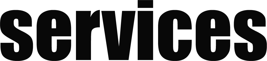 Close-up of the word 'services' in bold black text.