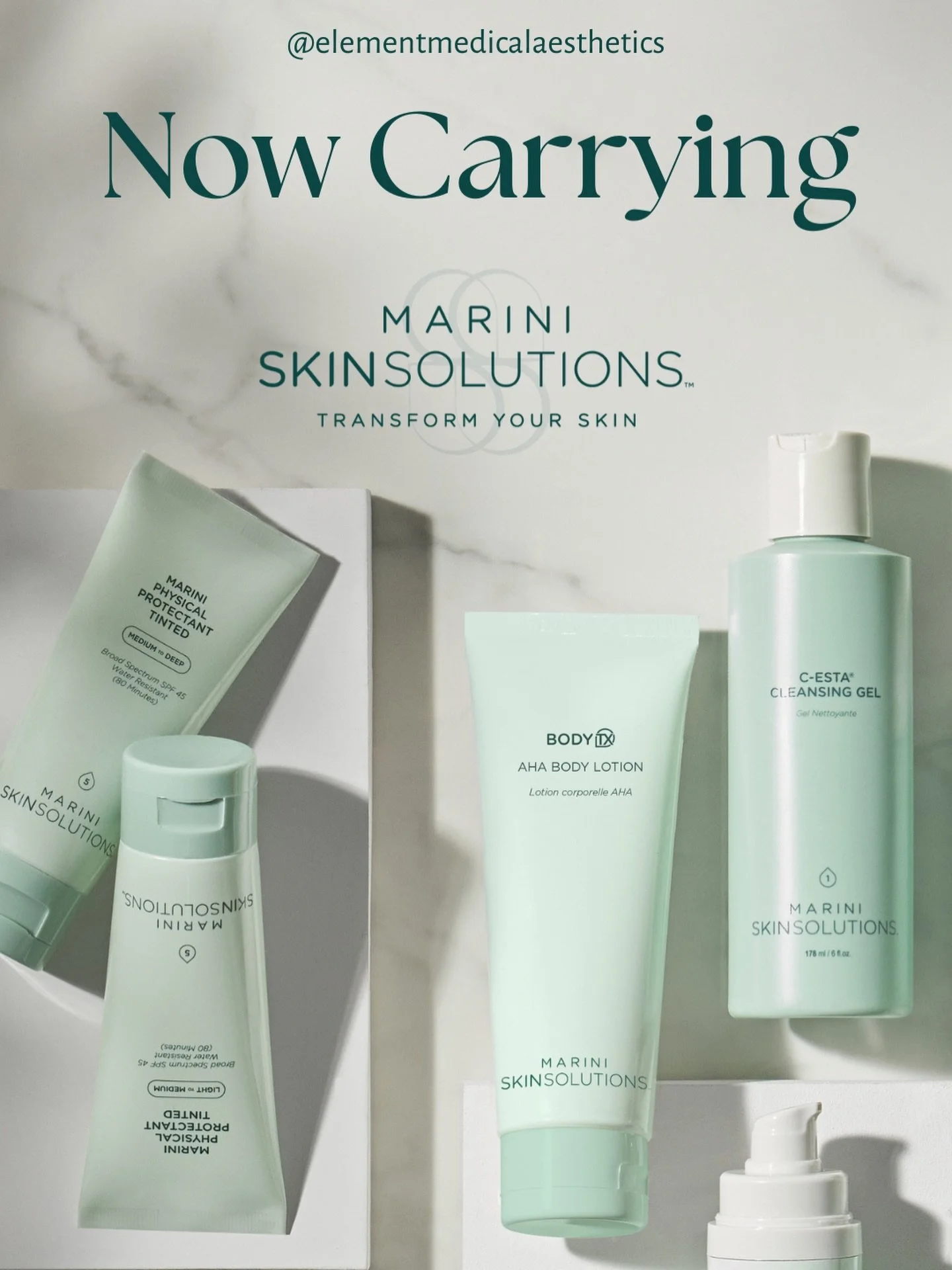 I&rsquo;m so excited to bring on the Marini line! 

It has transformed my skin so quickly and I&rsquo;m so excited to get it in yalls hands to try!!! 

Currently in stock *** 
- bio glycolic face cleanser
- bio clear face lotion
- night zyme
- Marini