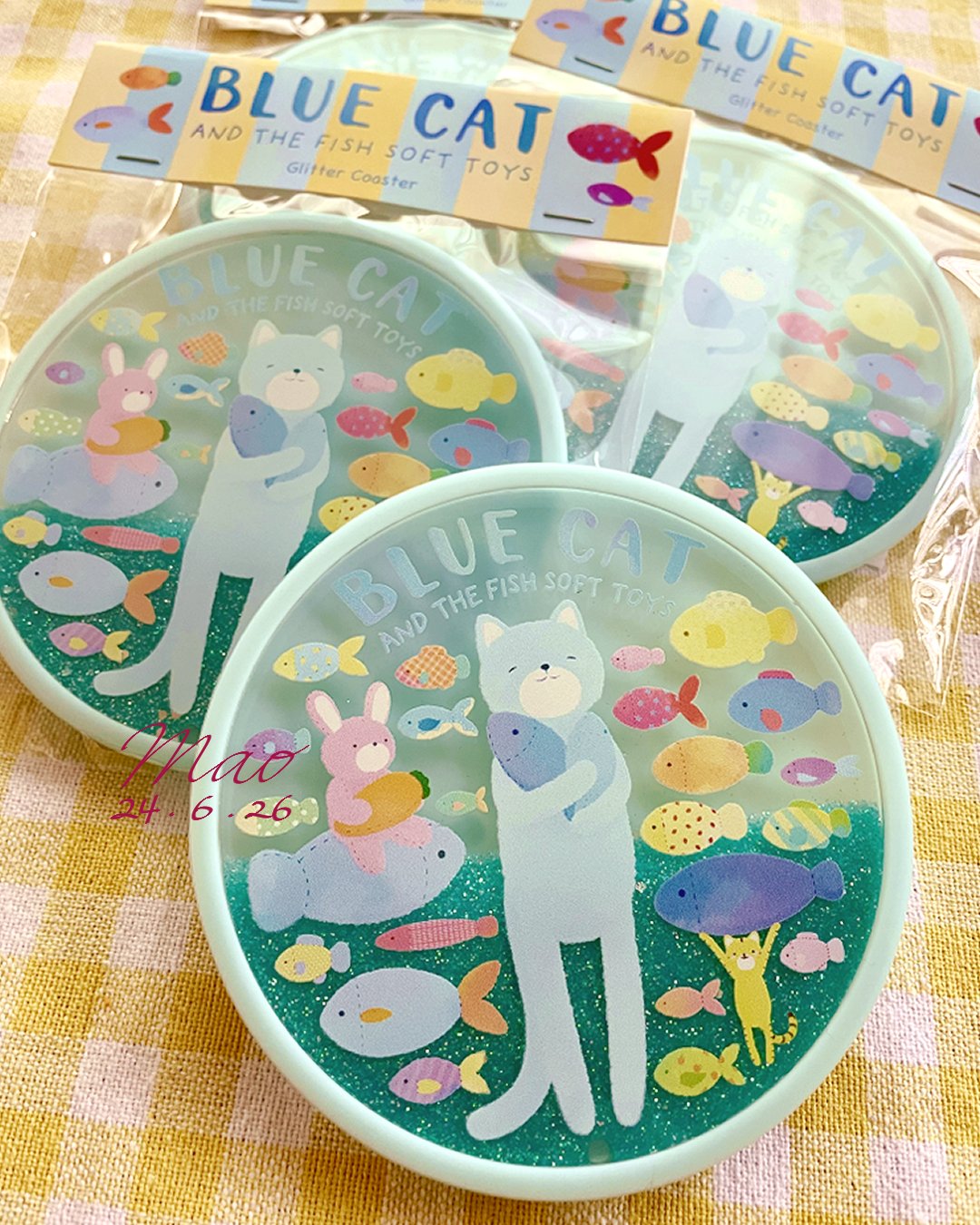 BLUE CAT AND THE FISH SOFT TOYS Glitter Coaster 1 (sign).jpg