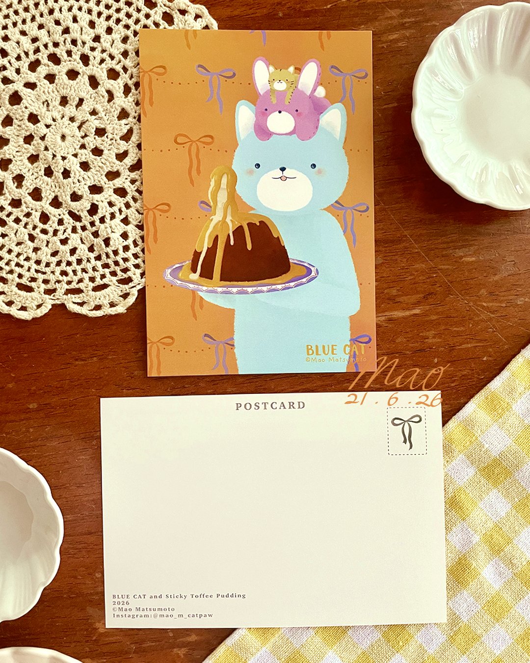 BLUE CAT and Sticky Toffee Pudding Postcard (sign).jpg