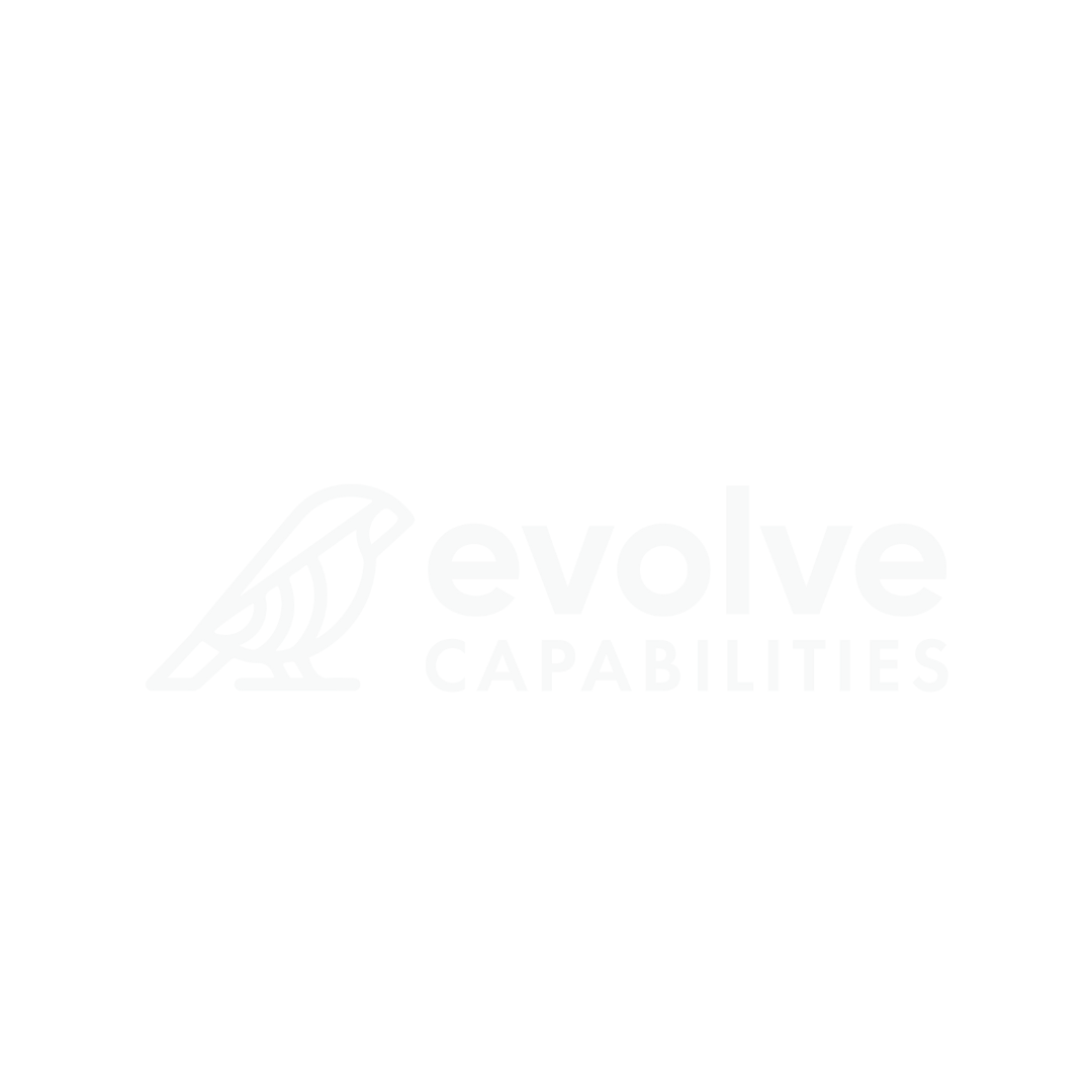 Logo with a bird icon and the words "evolve capabilities" on a black background.