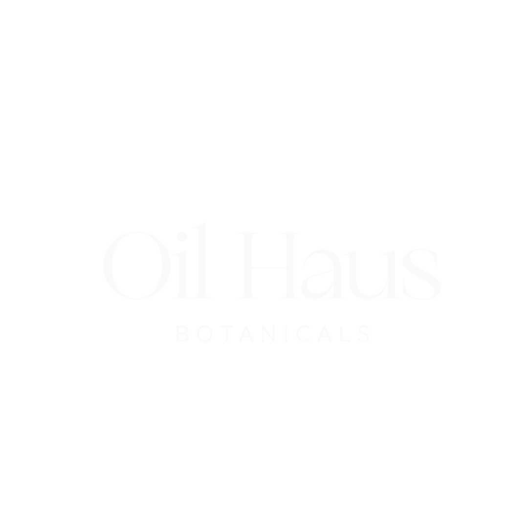 Black background with white text that reads 'Oil Haus BOTANICALS' in a simple, elegant font.