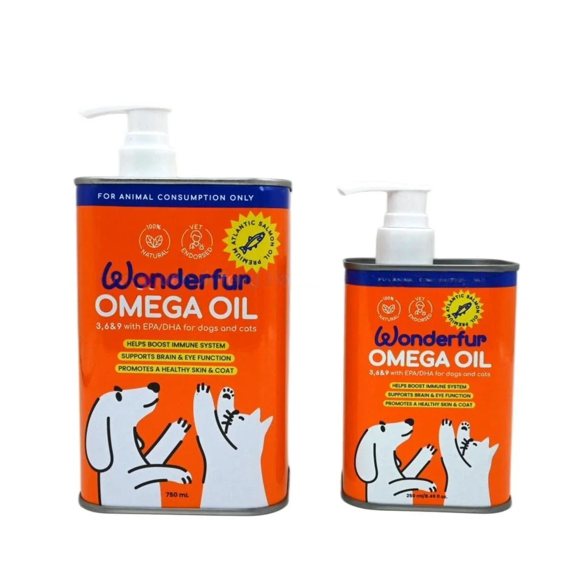 pet Omega Oil tins
