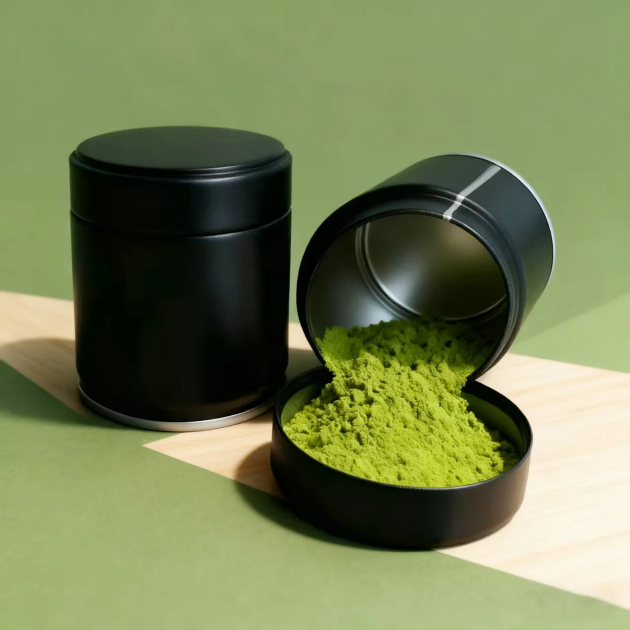 Matcha powder tins