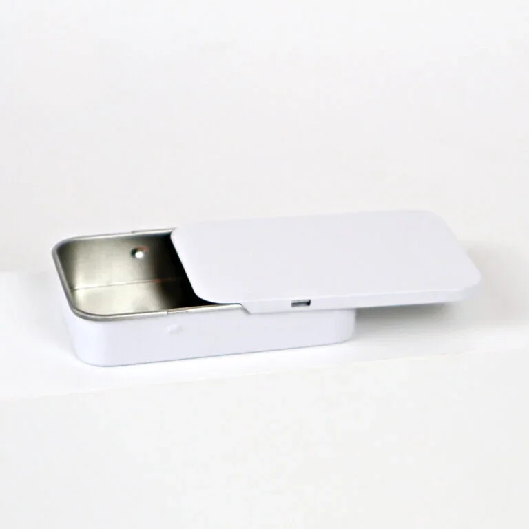Sliding child-resistant tin container