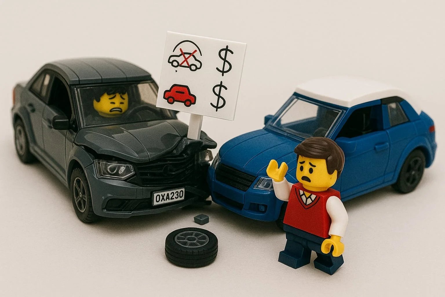 Professional illustration of an uninsured and underinsured motorist accident in Los Angeles for Doust Law, explaining recovery options for victims of hit-and-run or low-coverage drivers.