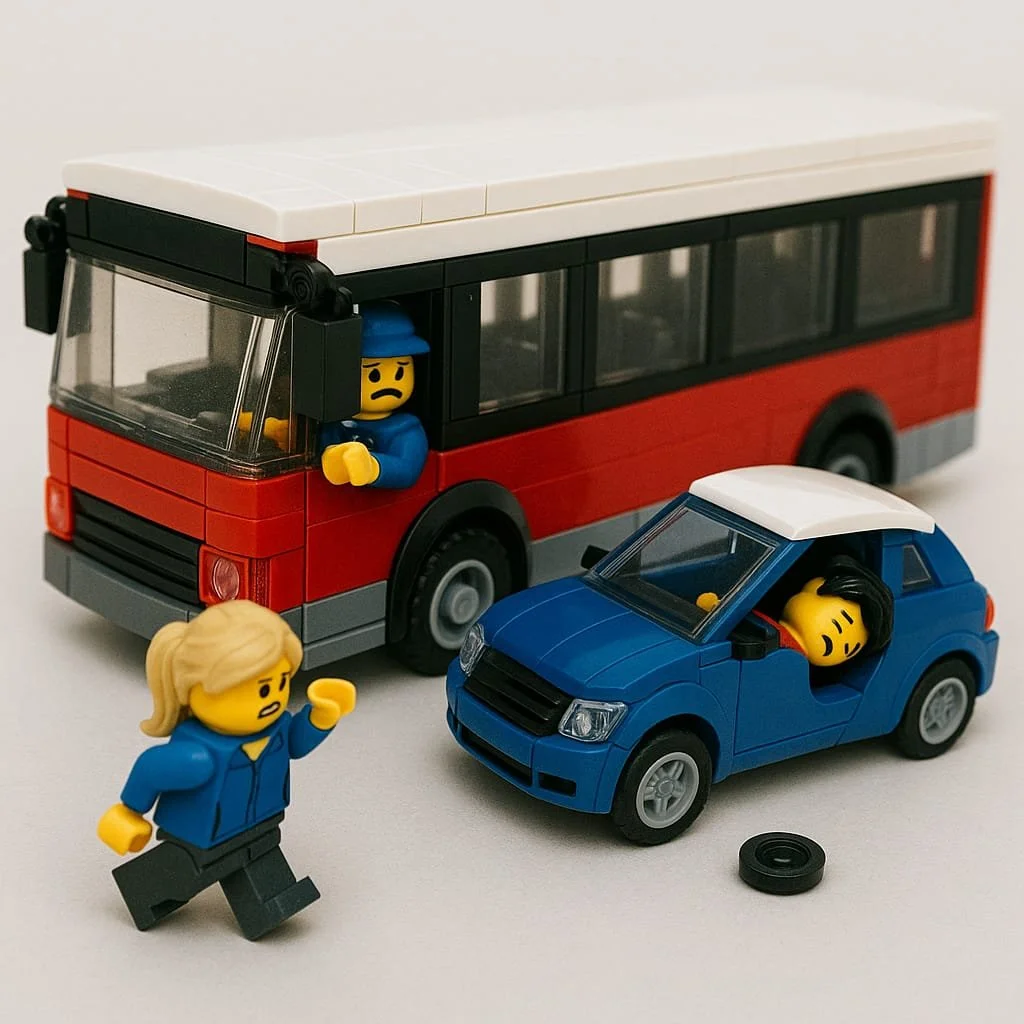 Professional illustration of a bus accident in Los Angeles for Doust Law, detailing legal rights and government liability in public transit injury claims.