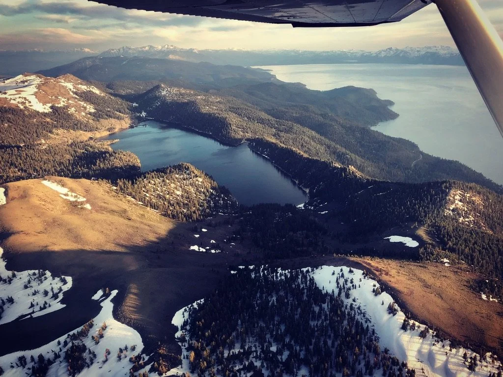 Marlette Lake and Lake Tahoe seen from North Tahoe Aviation's sightseeing tour. 