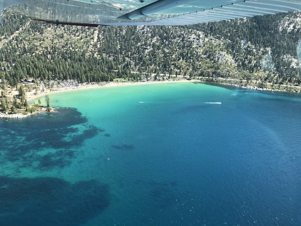 Lake Tahoe as seen from North Tahoe Aviation air tour, sight seeing tour. Helicopter sightseeing tour. 