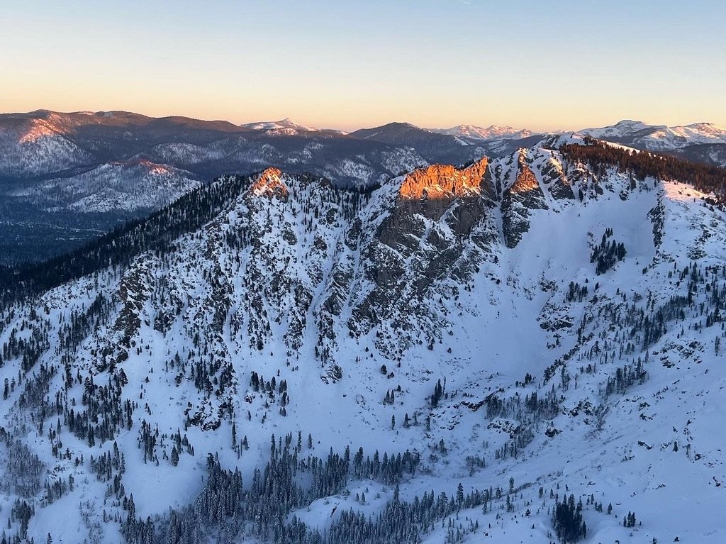 Angora Peak, Lake Tahoe, California viewed from a North Tahoe Aviation scenic airplane tour.