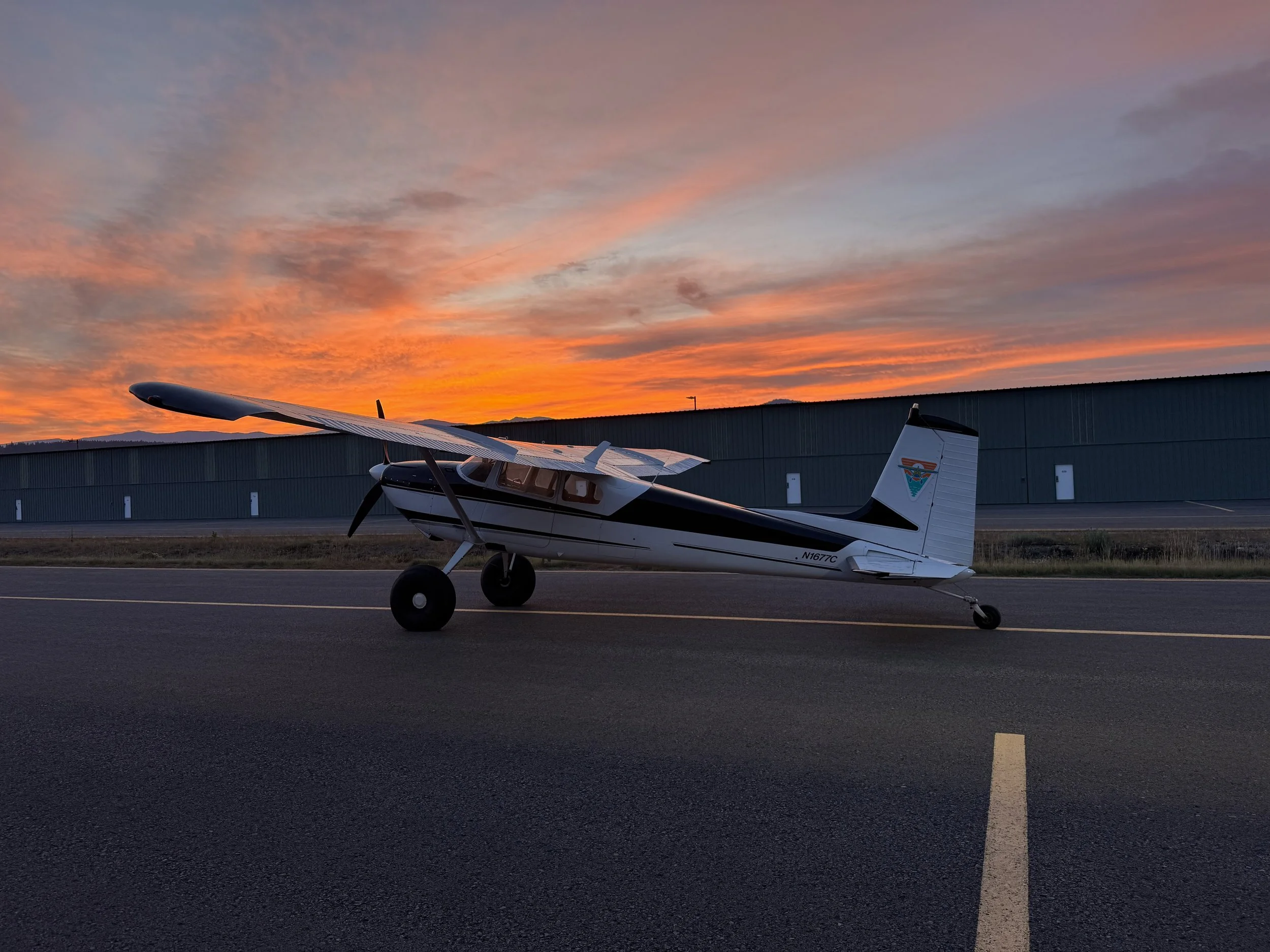 North Tahoe Aviation's Cessna 180 at sunset.