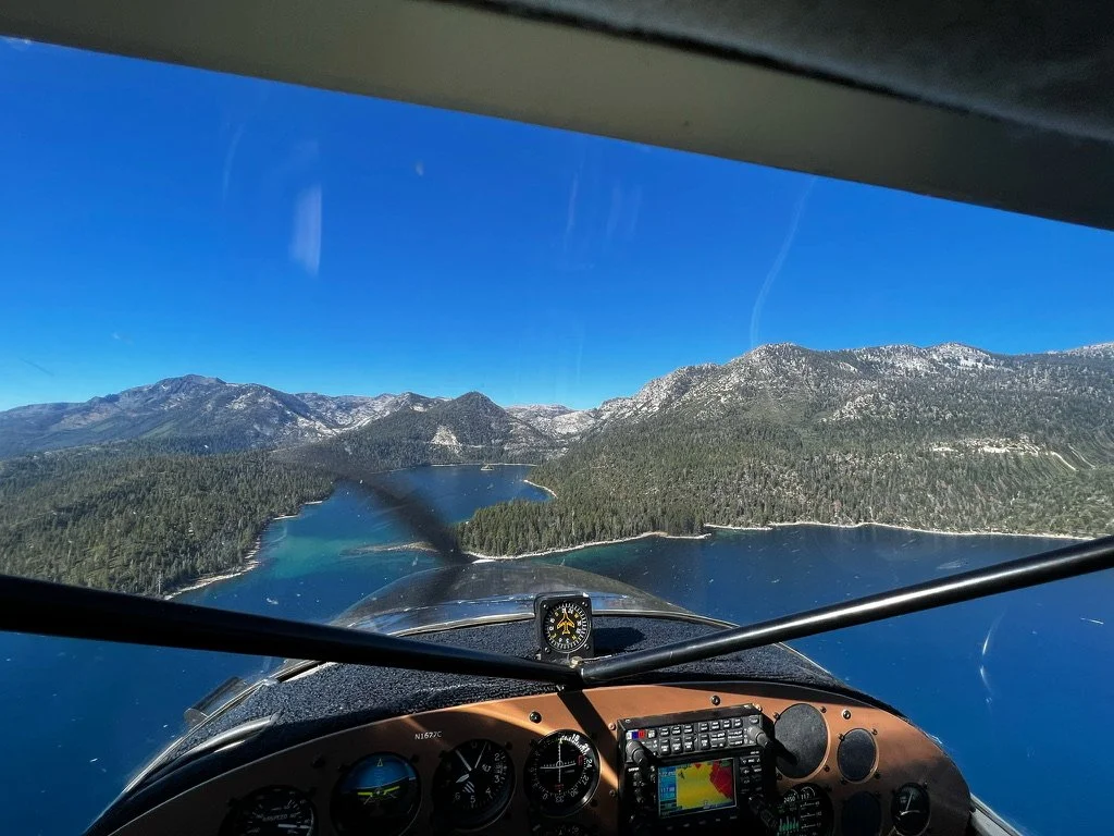 Lake Tahoe and Emerald Bay, CA. North Tahoe Aviation air tour, sight seeing tour. 