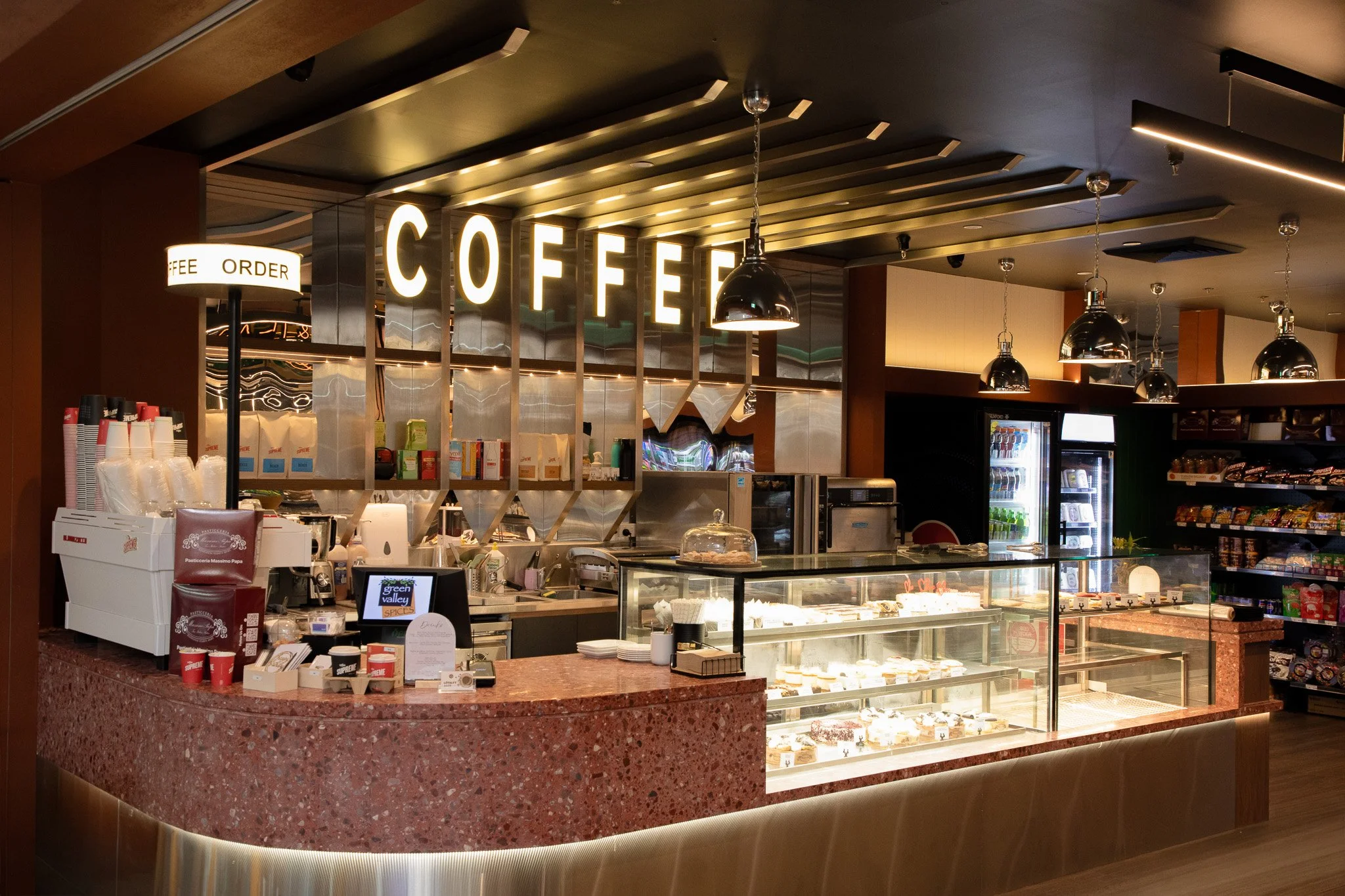Integrated café space completed as part of the Green Valley Spices fit-out.