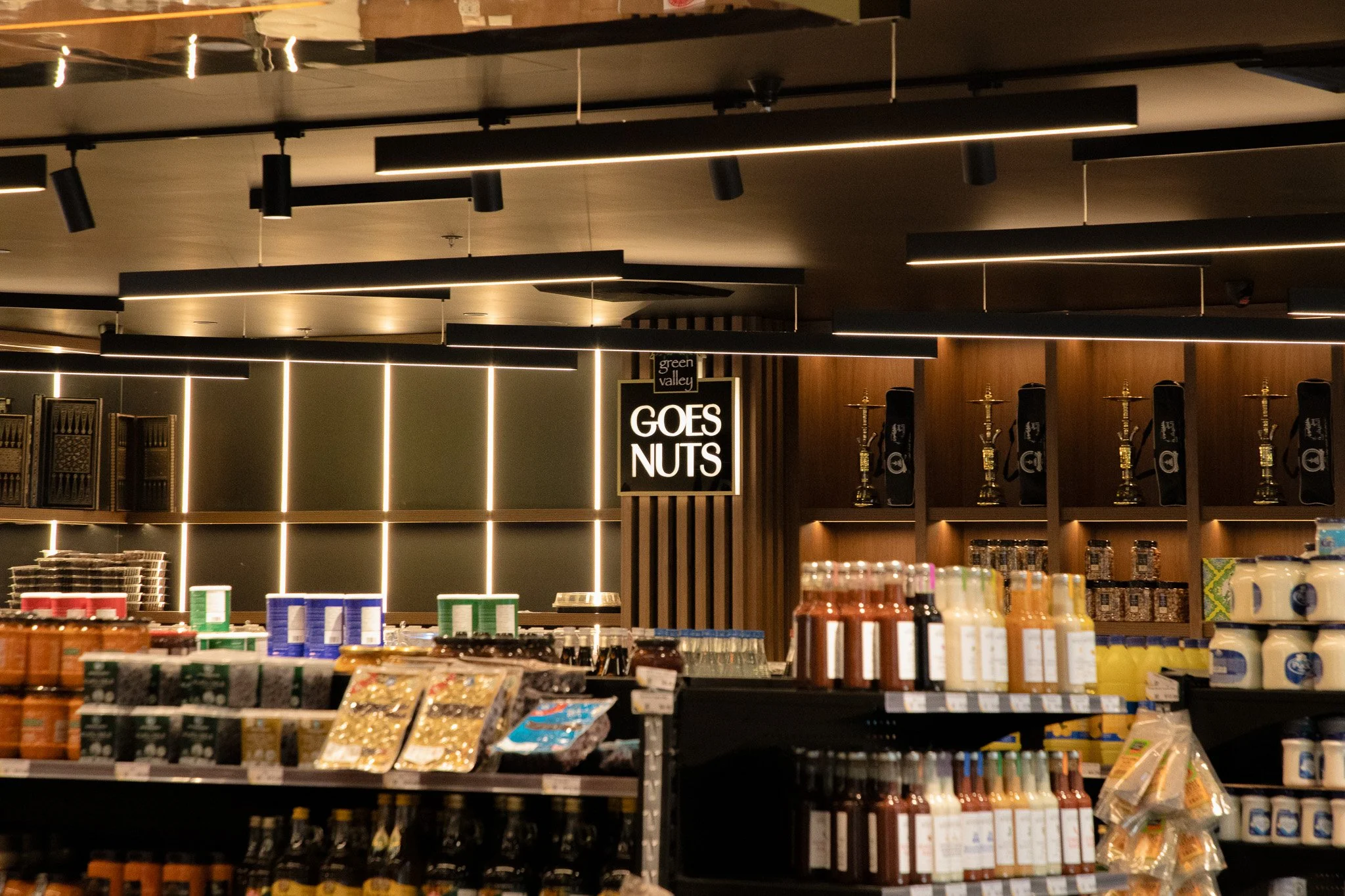 Overview of the finished Green Valley Spices retail fit-out showcasing the completed construction.