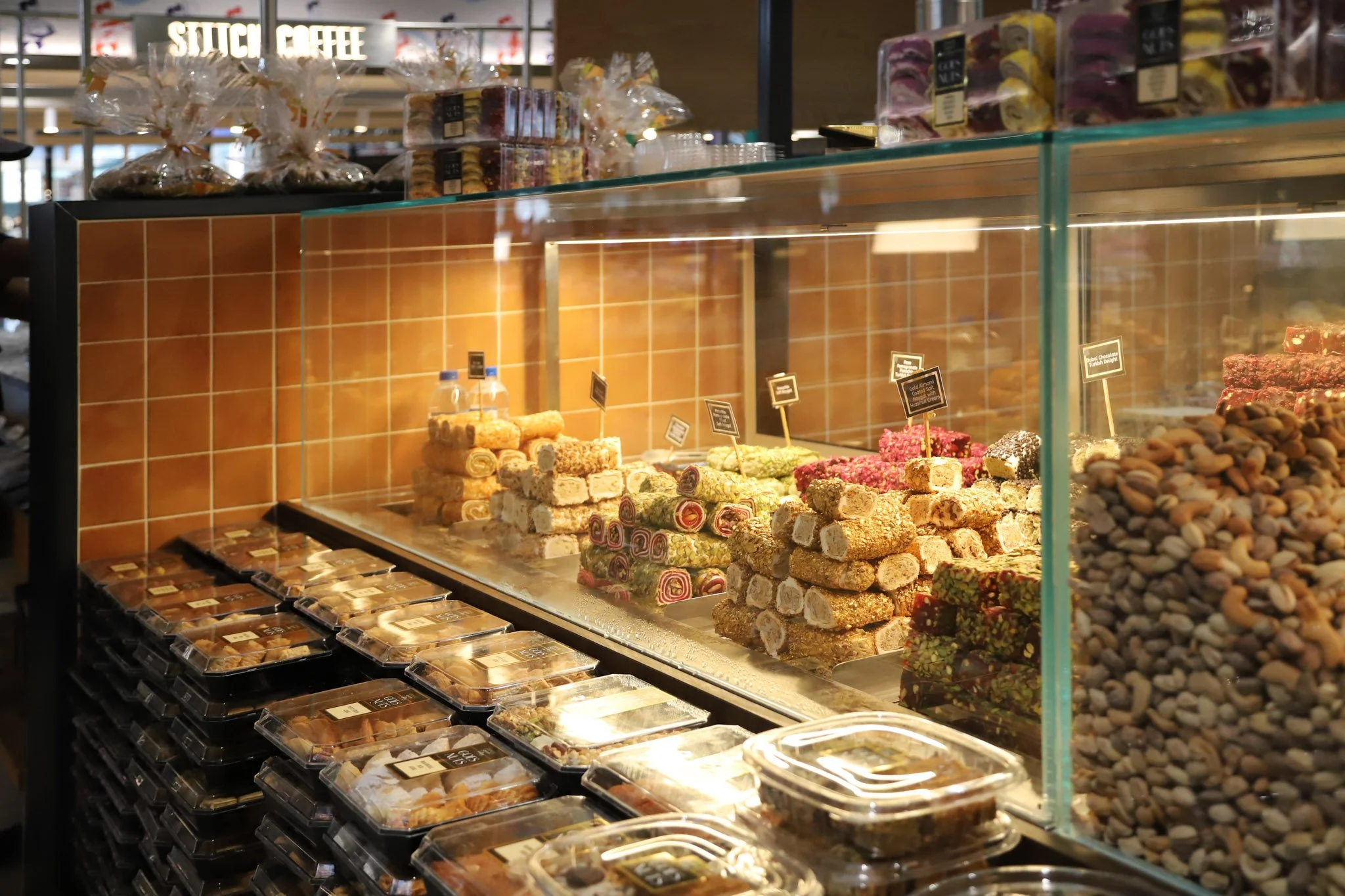 Green Valley Goes Nuts Sydney Fish Market kiosk showcasing the completed retail environment, product displays and customer service counter.