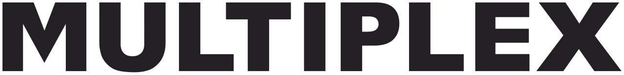 The image shows the word 'MULTIPLEX' written in bold, black letters on a white background.