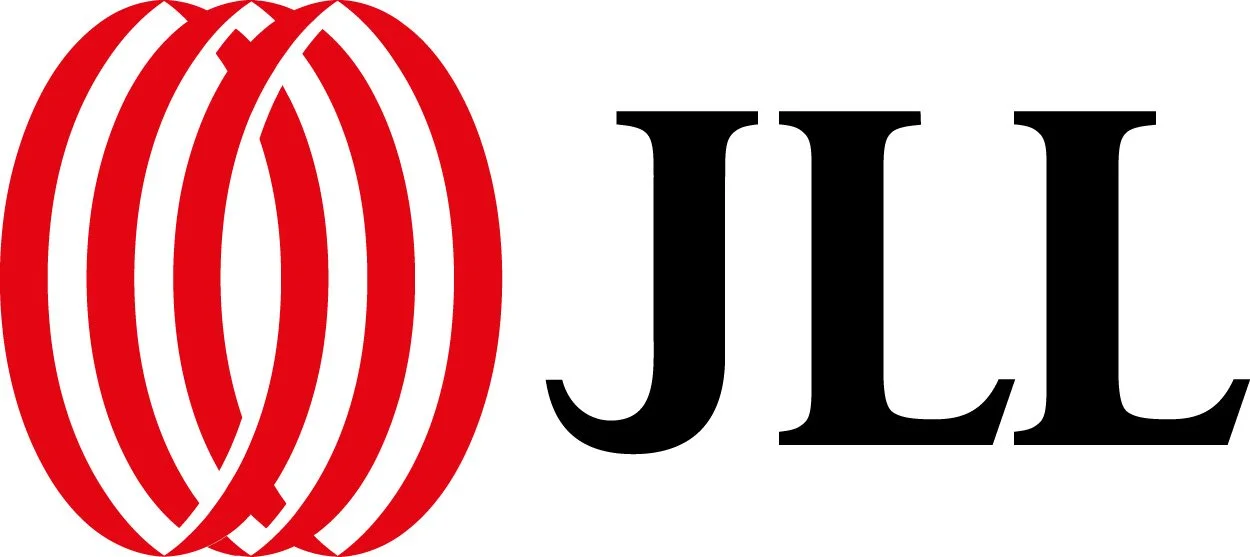 JLL logo with red abstract symbol and black text