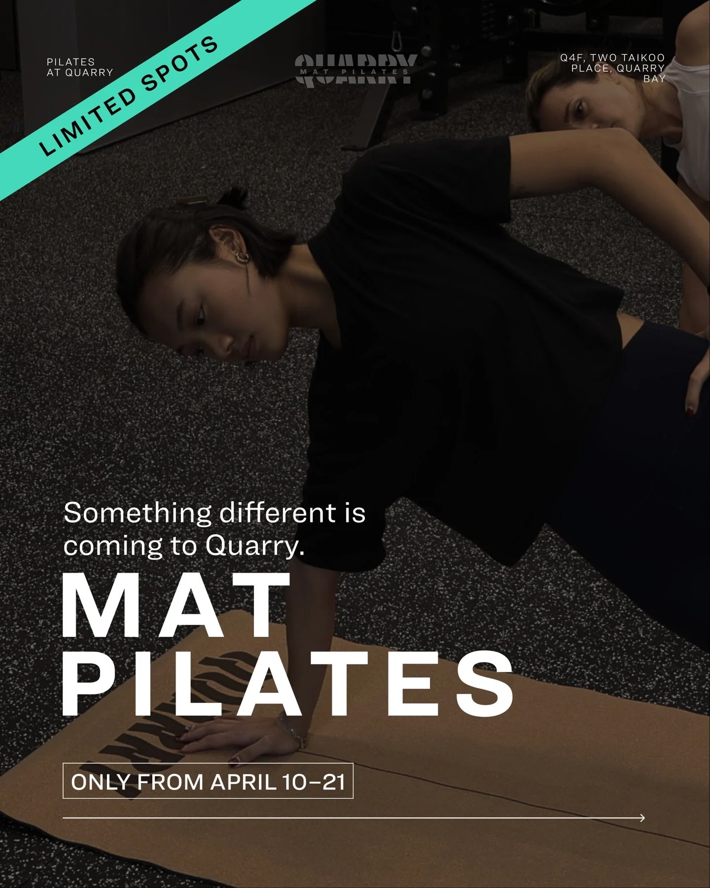 Exclusive Mat Pilates sessions at Quarry.

For a limited time, we&rsquo;re introducing Beginner Mat Pilates with a guest instructor.

A low-impact session focused on control, breathing and deep core activation &mdash; designed to improve posture, mob