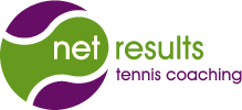 Logo for Net Results Tennis Coaching with green and purple color scheme