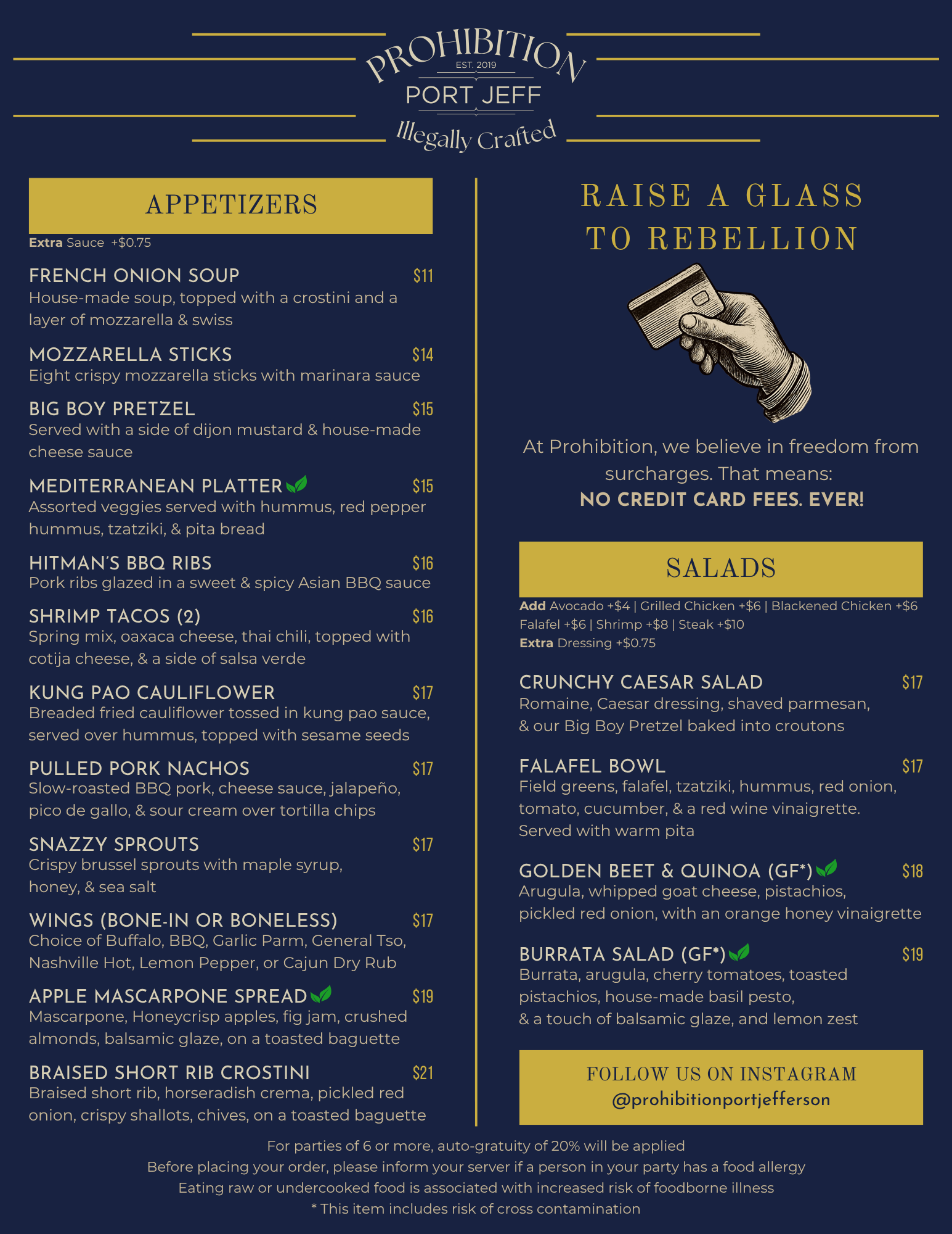 Picture of the front of our summer 2026 menu