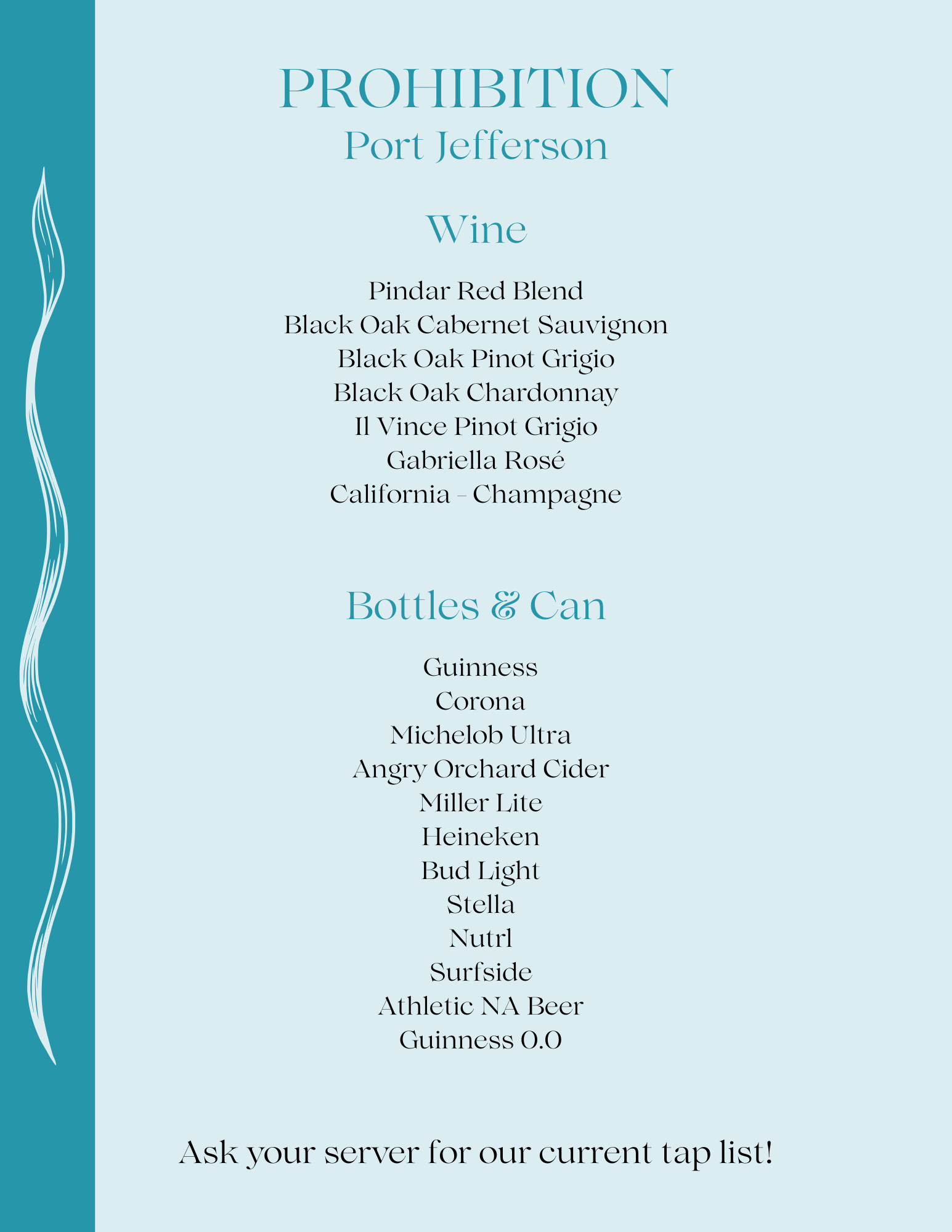 Back page of our spring/summer cocktail menu