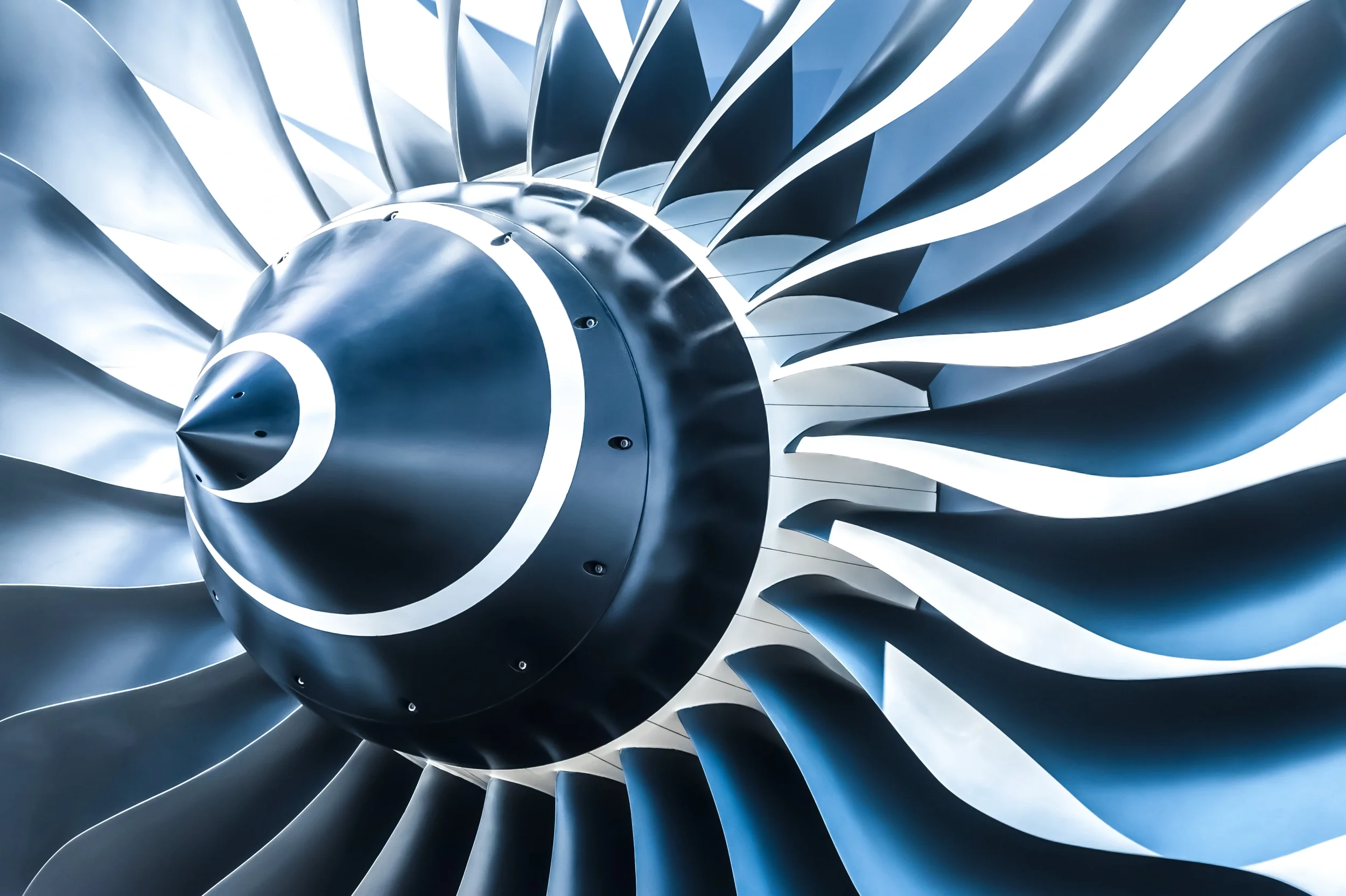 Aerospace jet engine turbine fan blades representing aviation MRO, procurement performance, and supply chain optimization services.