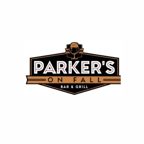 Logo for Parker's on Fall Bar & Grill featuring a beer mug with a skull design at the top.