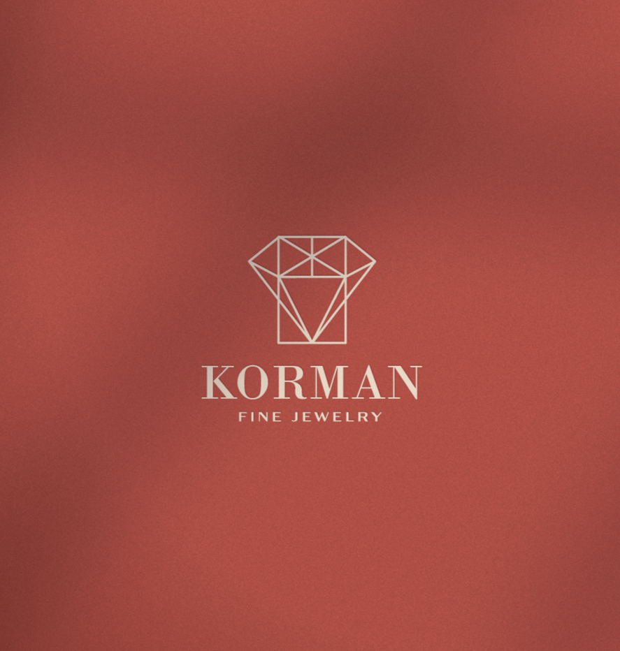 Logo of Korman Fine Jewelry featuring a geometric diamond illustration with the brand name below