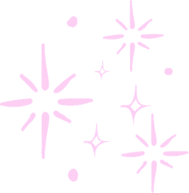 Illustration of pink firework sparks and stars on a black background