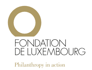 Logo de la Fondation de Luxembourg avec un cercle doré au-dessus du texte 'FONDATION DE LUXEMBOURG' et le slogan 'Philanthropy in action' en dessous.
