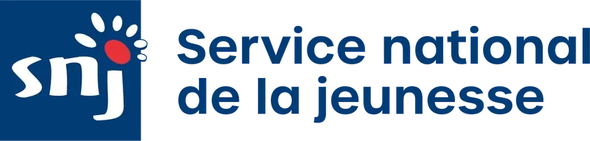 Logo du Service national de la jeunesse avec le texte en français.