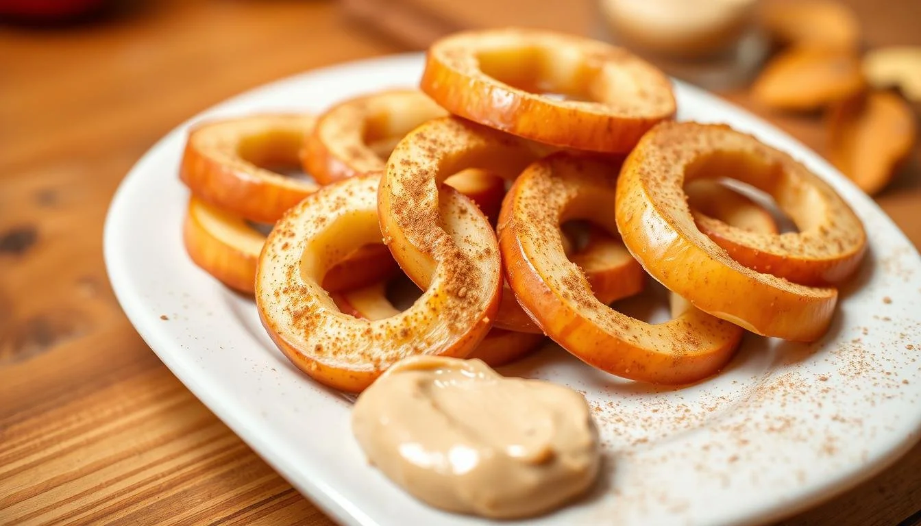 Apple rings with cinnamon &amp; almond butter