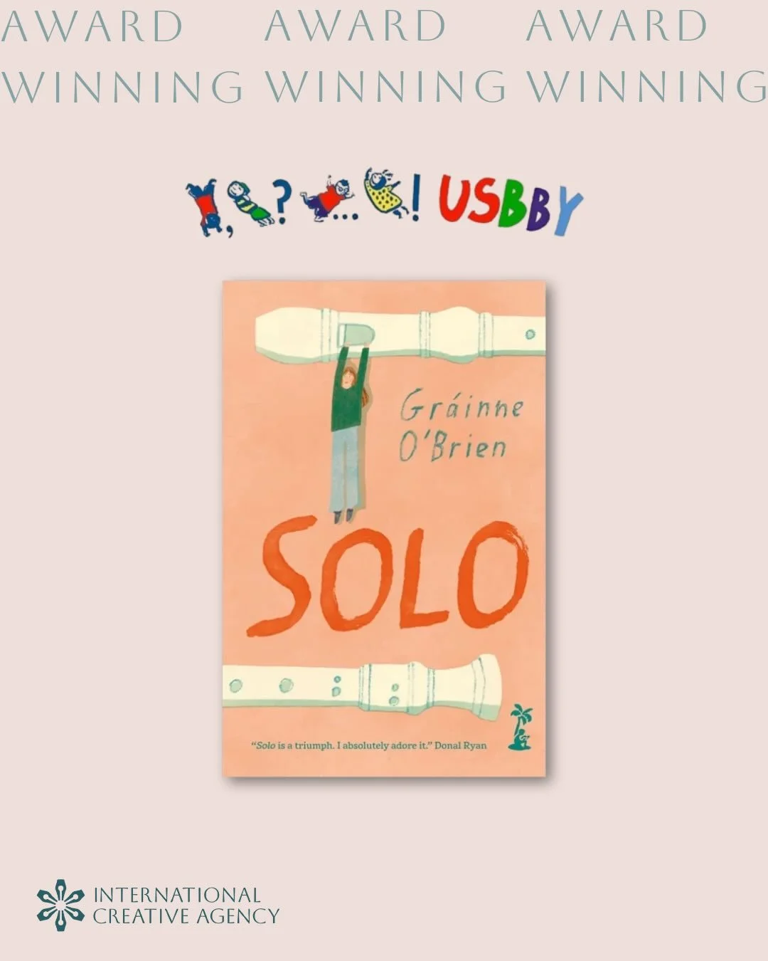 Congratulations - once again - to Gr&aacute;inne O&rsquo;Brien whose debut novel SOLO has been selected by the 2026 USBBY Outstanding International Book Awards committee. 

Winner of the 2025 An Post Irish Book Awards&rsquo; International Education S
