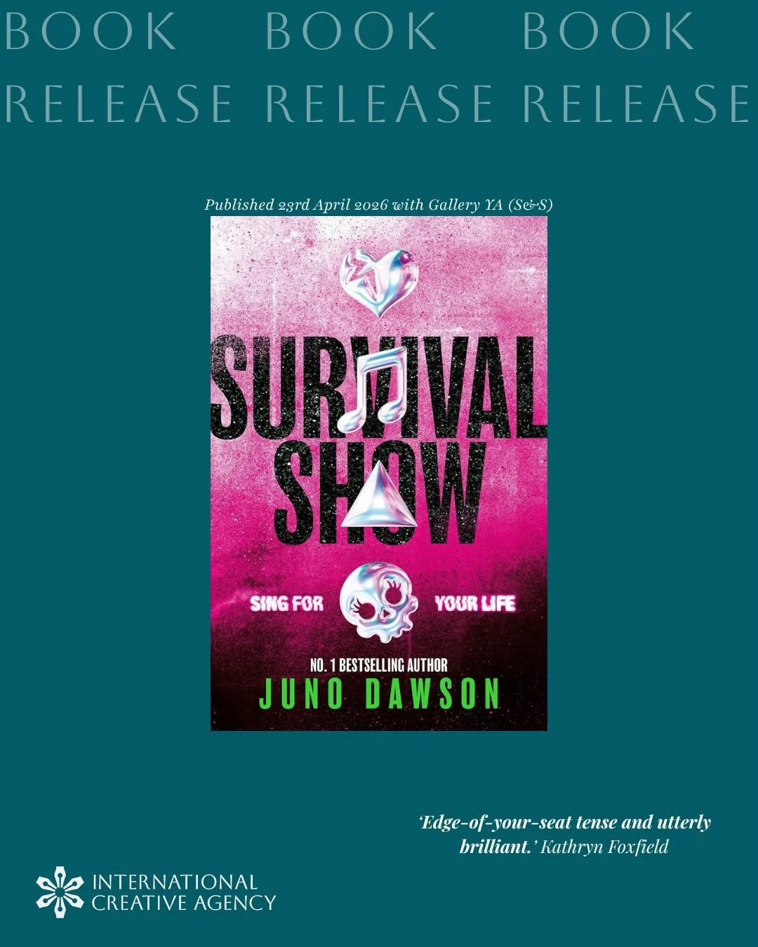 This explosive new YA novel by Juno Dawson, SURVIVAL SHOW, publishes today!

Tune in for Starmaker, the most watched reality TV show in the world. The rules are simple; young women from all over the globe compete to join an all-singing, all-dancing p