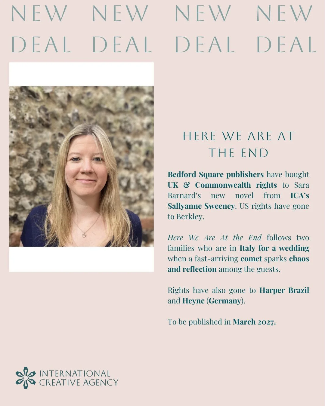 Excited to announce that Bedford Square publishers have aquired UK &amp; Commonwealth rights to Sara Barnard&rsquo;s HERE WE ARE AT THE END! 

ICA&rsquo;s Sallyanne Sweeney said &ldquo;it has already captured many hearts around the world and I can&rs