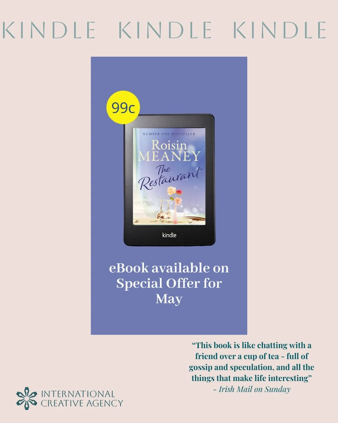 And another two ebook promotions for our titles in the month of May: THE RESTAURANT and THE STREET WHERE YOU LIVE by Roisin Meaney! Both will be available for 99p for the month of May for readers in the US and UK. Happy reading and congratulations Ro