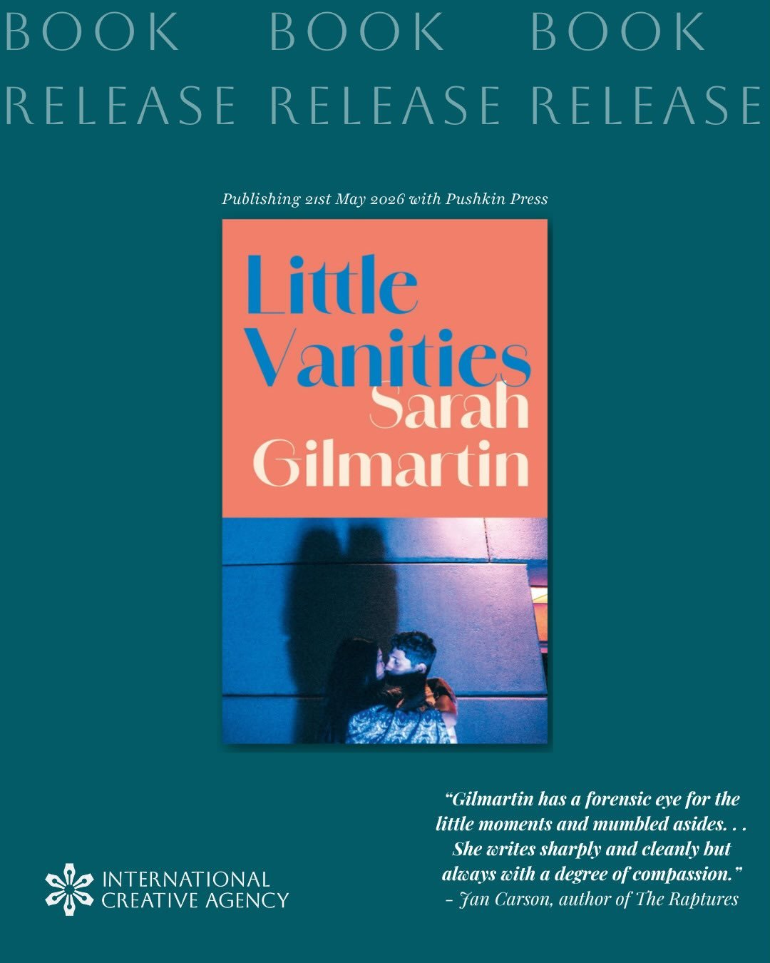 We are very excited for Sarah Gilmartin&rsquo;s LITTLE VANITIES, which is out today with Pushkin Press! Wry, sexy and deftly observed, this is a novel about the dangerous thrill of stepping outside the roles we&rsquo;ve been given - and the distance 