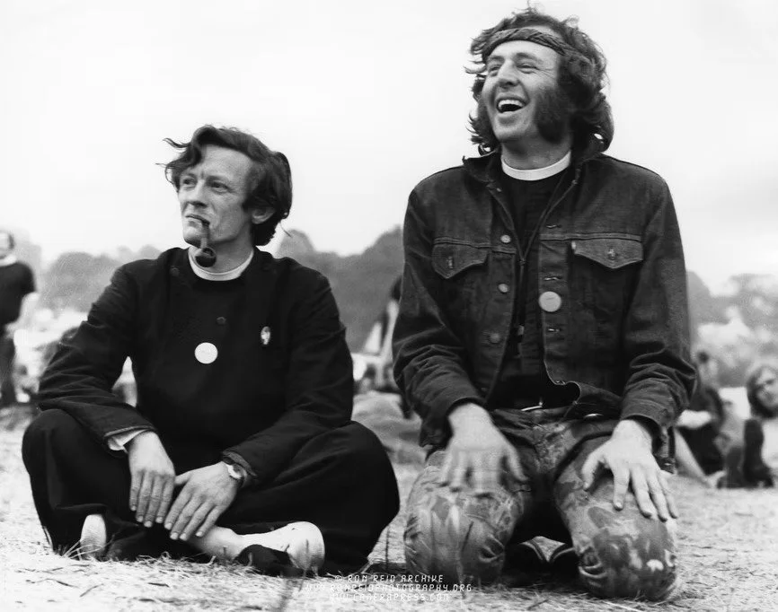 Hippy and Priest, Glastonbury 1971.jpg