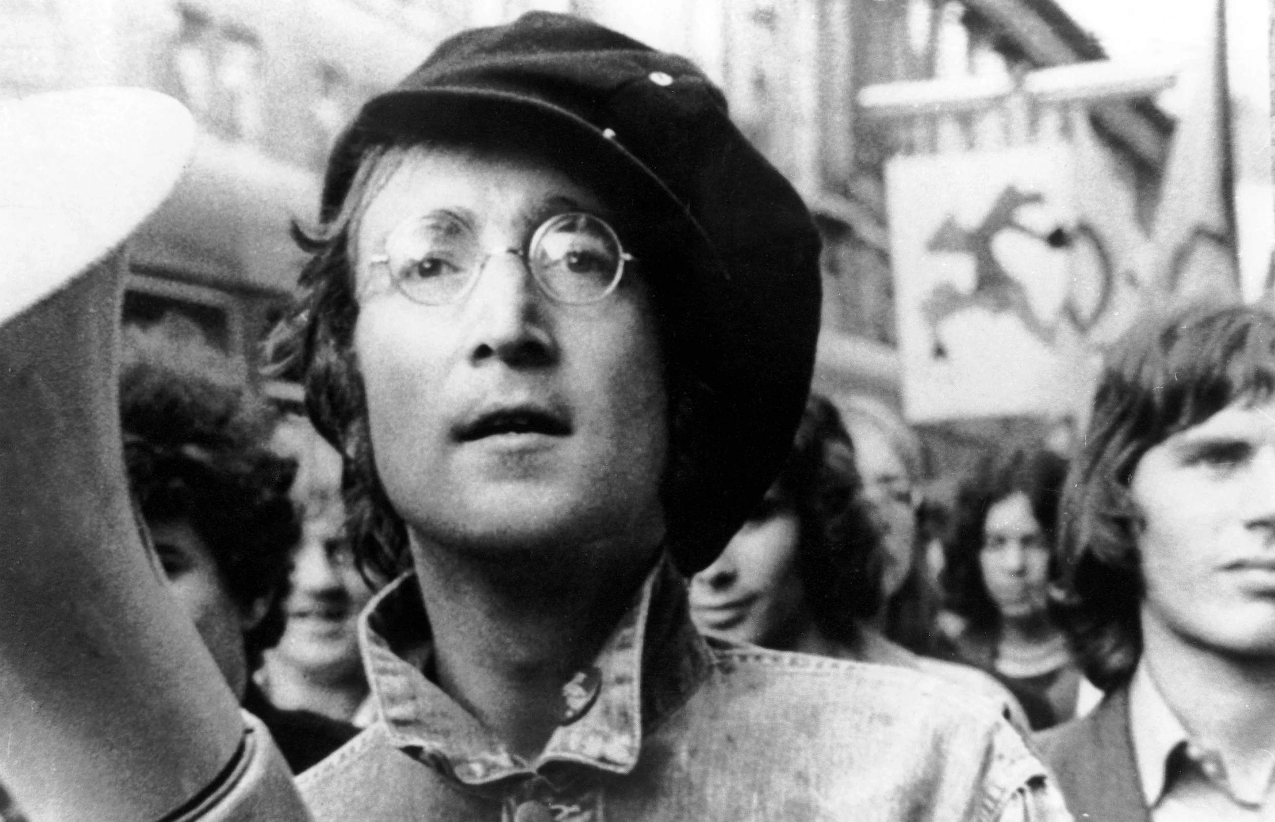 John Lennon on a demo march in central London Aug 11 1971 in support of Oz mag and in protest against the use of British troops in Northern Ireland c Ron Reid Estate..jpg