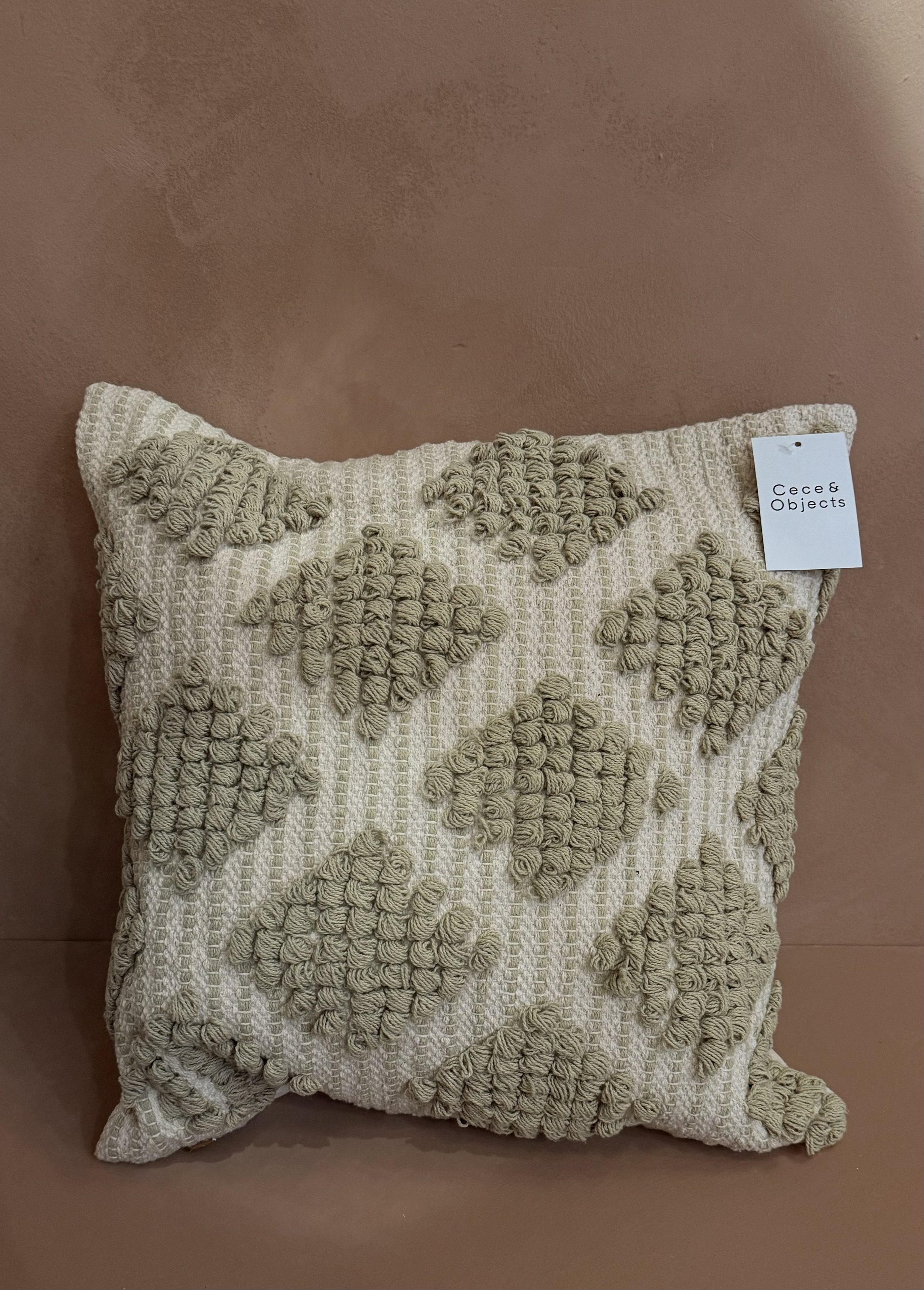 Kundfrodrall 45x45 cm Off white med gröna