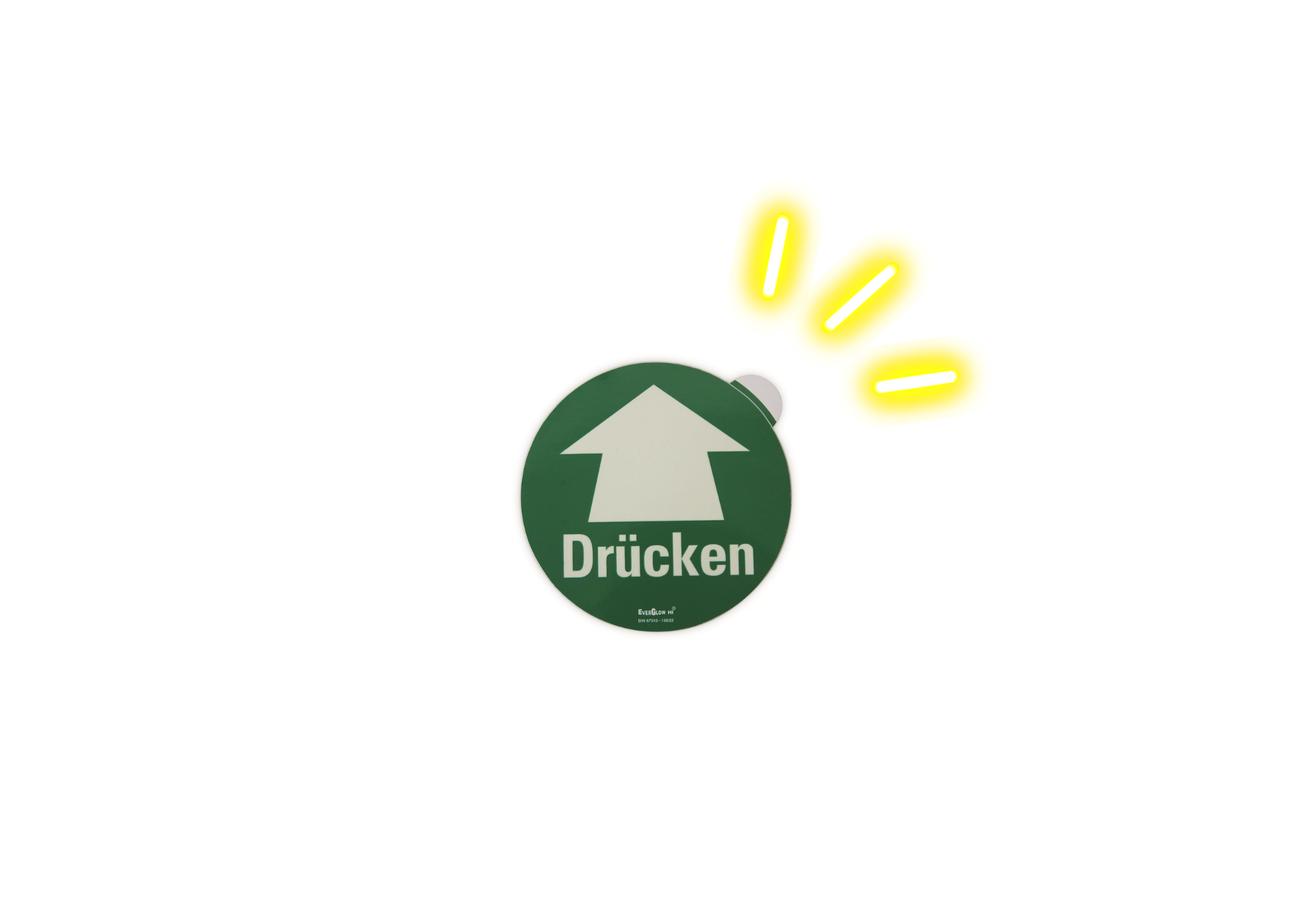 Türkennzeichnung "Drücken" nachleuchtend - Ø 10 cm