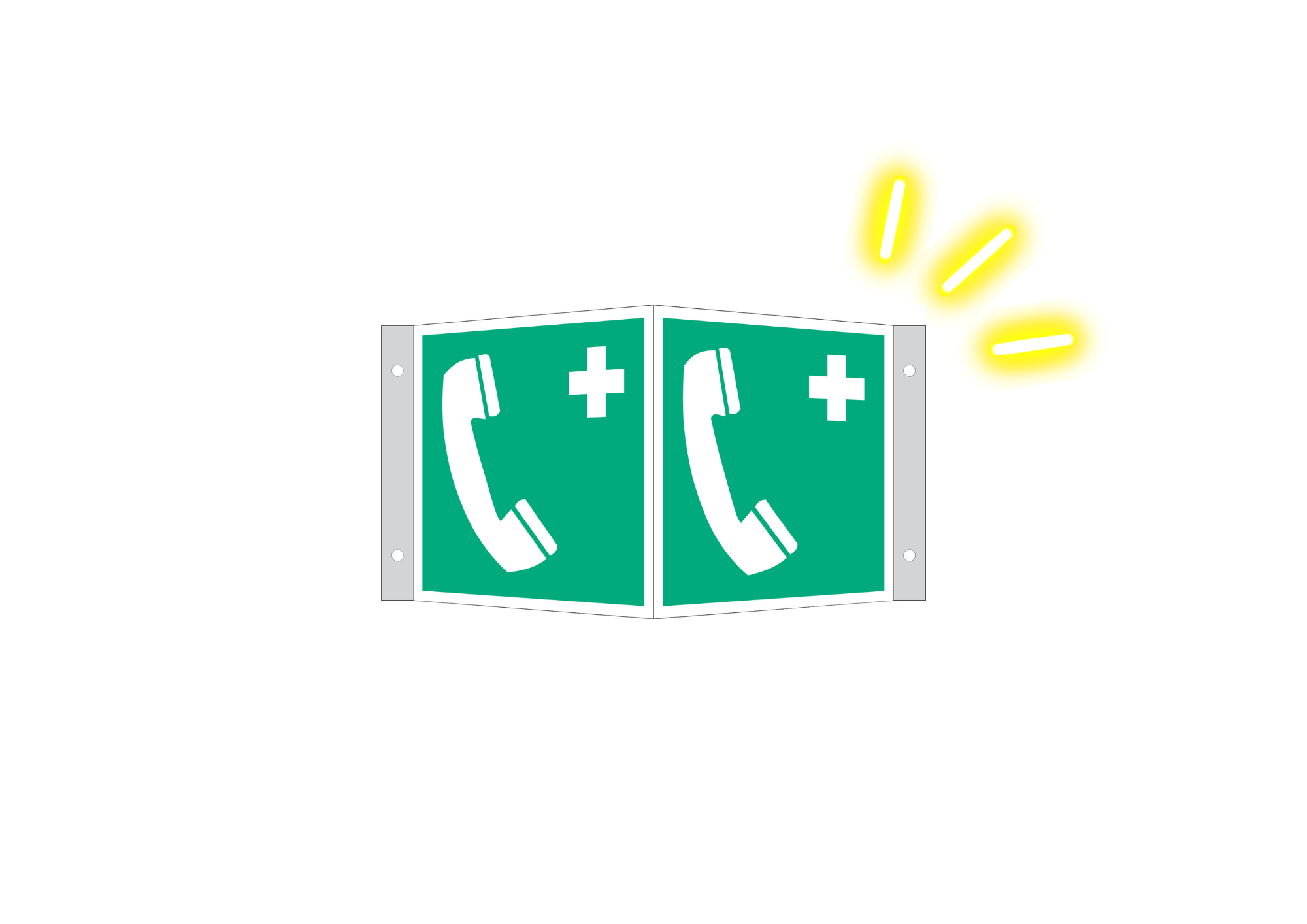 Winkel- / Fahnenschild „Notruftelefon“ – nachleuchtend