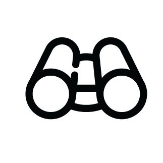 Black icon of binoculars on a transparent background.