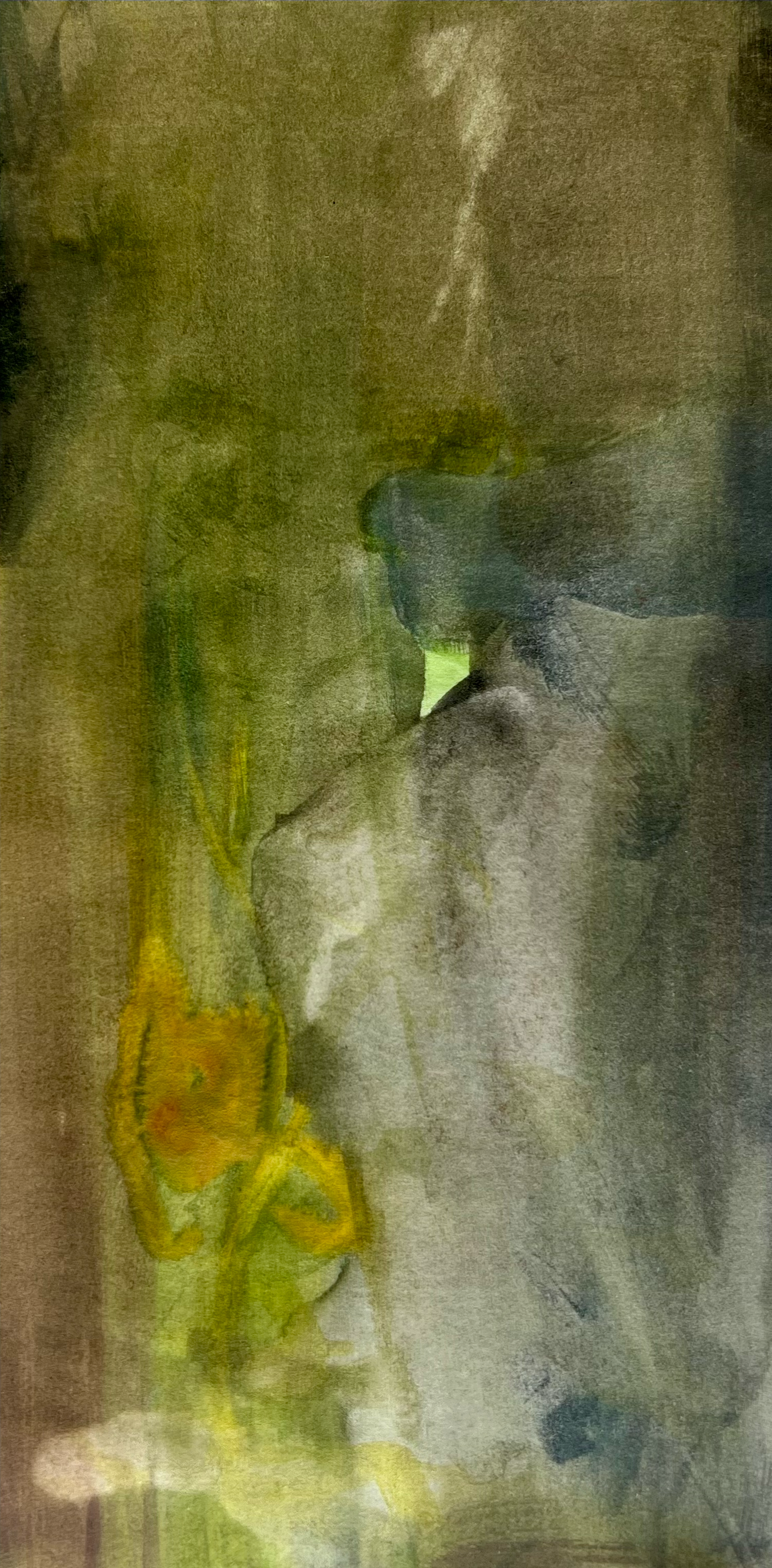 Graue Frau und Grüner Föhn 2024,
watercolor on paper
10,5 x 21 cm