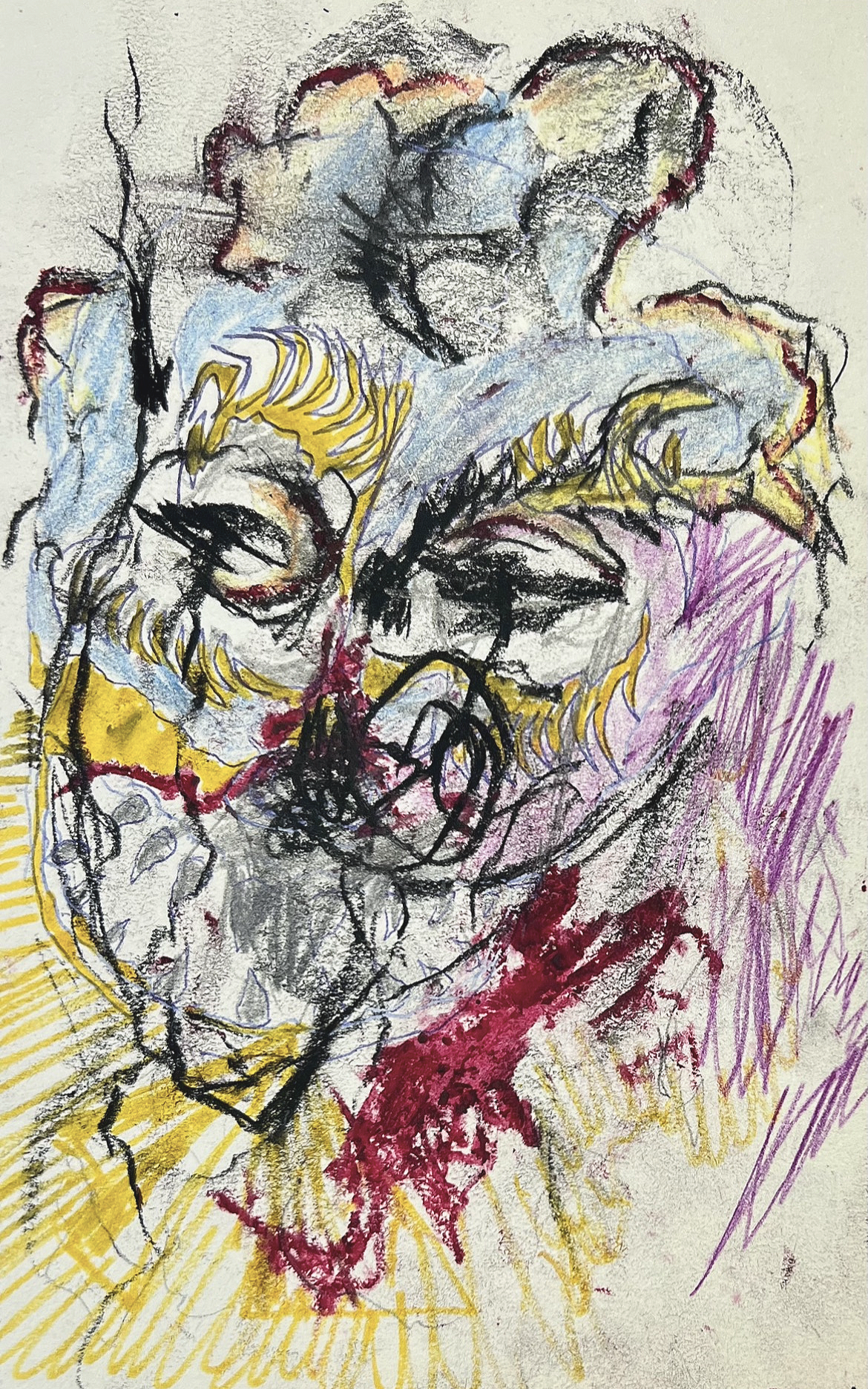 Untitled 2023,
oil pastel, charcoal and colored pencil on paper
14,8 x 21,0 cm