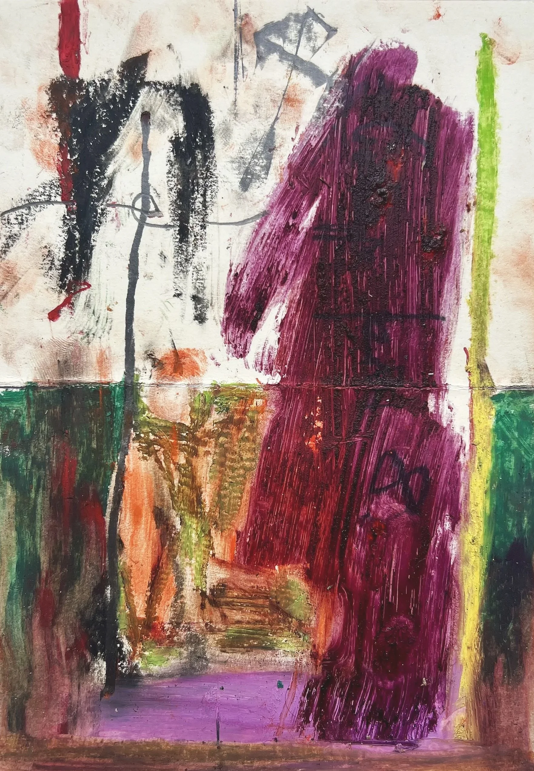 Kerzengerade 2024,
oil pastel and graphite on paper
14,8 x 21,0 cm