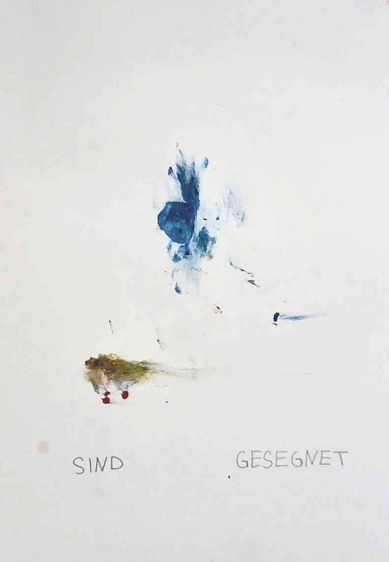 Sind gesegnet 2024,
acrylic and graphite on paper
21,0 x 29,7 cm

