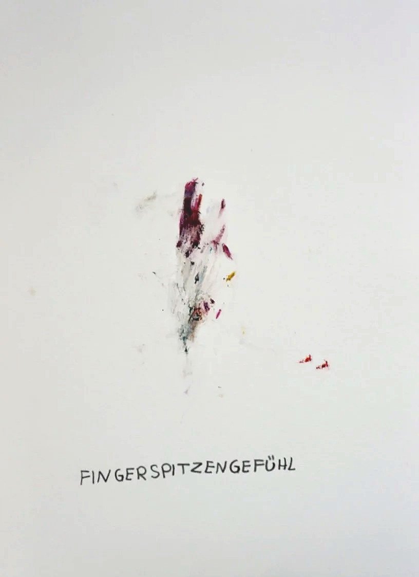 Fingerspitzengefühl 2024,
acrylic and graphite on paper
21,0 x 29,7 cm