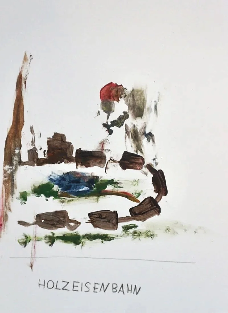 Holzeisenbahn 2024,
acrylic and graphite on paper
21,0 x 29,7 cm