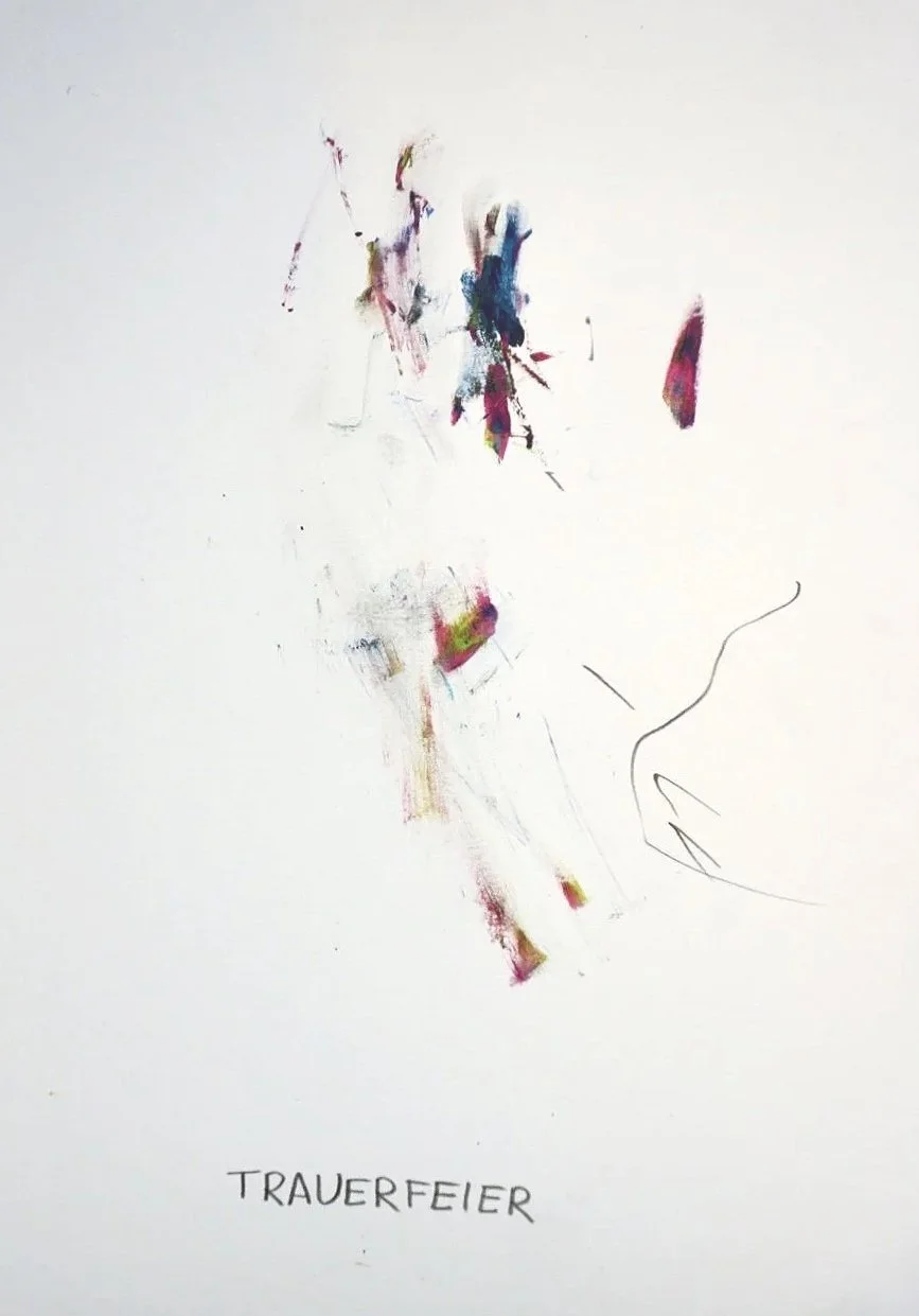 Trauerfeier 2024,
acrylic and graphite on paper
21,0 x 29,7 cm